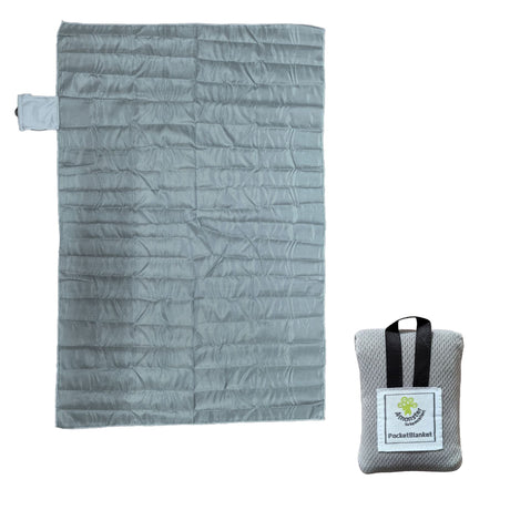 Grey compact pocket picnic blanket, 110 x 150cm