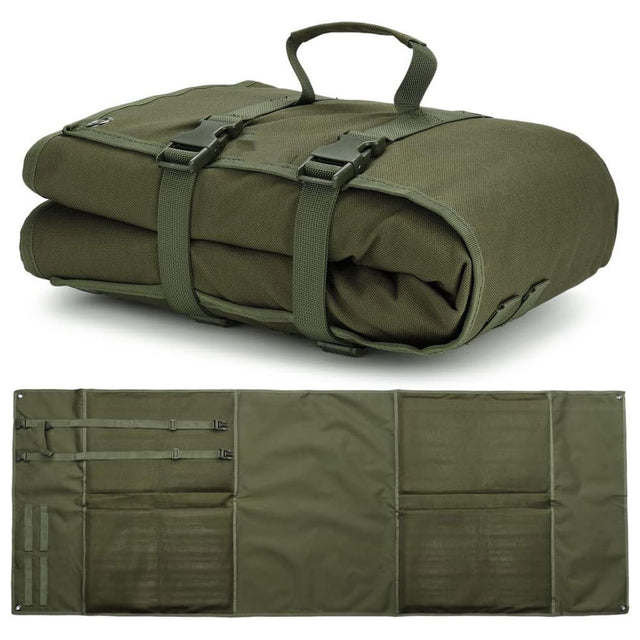 Elterwater roll up Oxford ground mat in green 200 x 73cm with MOLLE webbing, buckle straps and carry handle