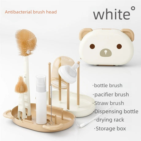 Portable Baby Bottle Cleaning Brush Set White