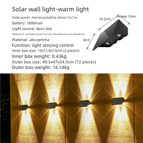 Solar up and down wall light warm yellow