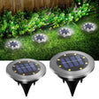 Stainless steel solar in-ground spike light with warm yellow glow