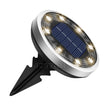 Stainless steel solar in-ground spike light with white glow