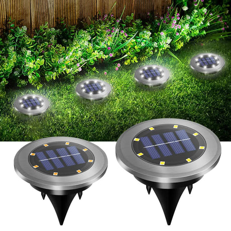 Stainless steel solar in-ground spike light with white glow