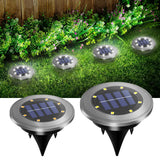 Large stainless steel solar in-ground light with white 8 LED glow