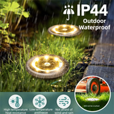 Large stainless steel solar in-ground light with white 8 LED glow