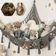 Ilfracombe grey corner toy storage hammock with wooden bead accents
