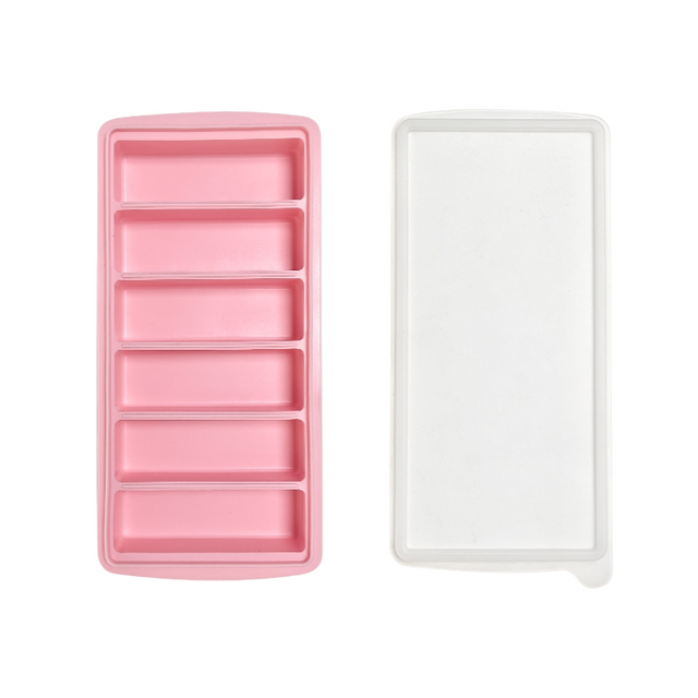 Pillon pink silicone tray making long bar ice cubes, two pack
