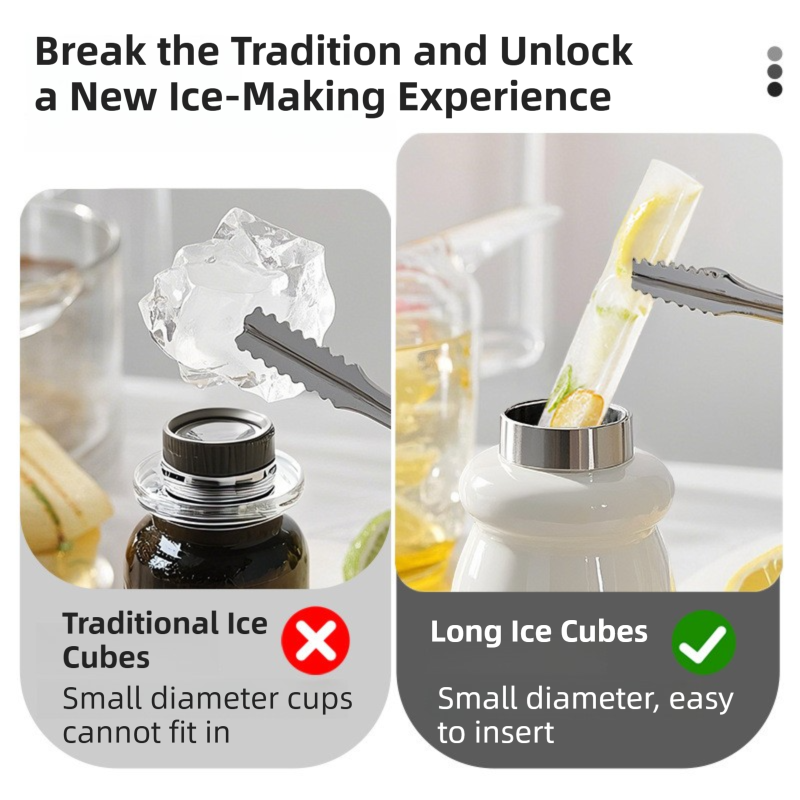 Sustenpass Long Silicone Ice Cube Tray, Grey, 2pcs