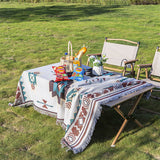 Loweswater Bohemian picnic blanket 90 x 180cm in multicolour pattern with soft cotton blend top and moisture proof foam padding
