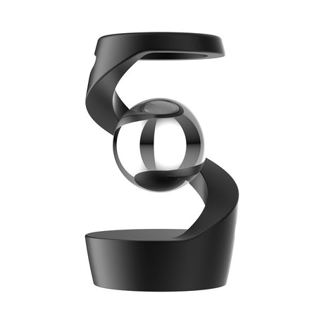 Levitating kinetic gyroscope desk ornament in black and silver