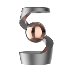 Kinetic levitating gyroscope desk ornament grey with rose gold beads