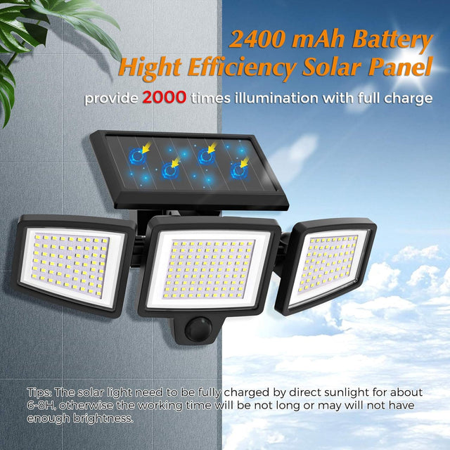 210 LED solar security light 2500 lumen with motion sensor and remote IP65