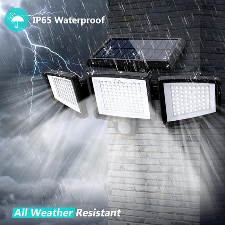 210 LED solar security light 2500 lumen with motion sensor and remote IP65