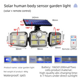 122 LED solar security light with motion sensor remote and 3 adjustable heads IP65