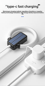 Circular solar outdoor wall light with RGB and white LED and USB charging