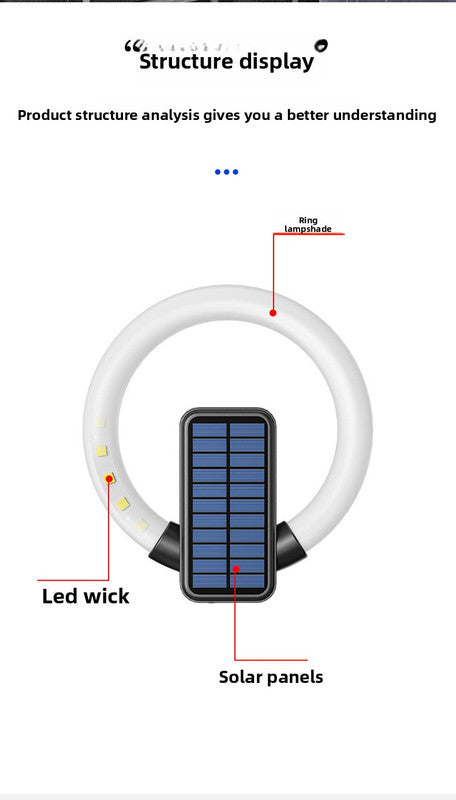 Circular solar outdoor wall light with RGB and white LED and USB charging
