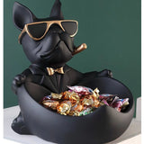 French Bulldog Storage Figurine Key Bowl and Organiser, Black