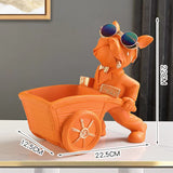 French Bulldog Wheelbarrow Storage Figurine and Key Bowl, Orange