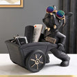 French Bulldog Wheelbarrow Storage Figurine and Key Bowl, Black