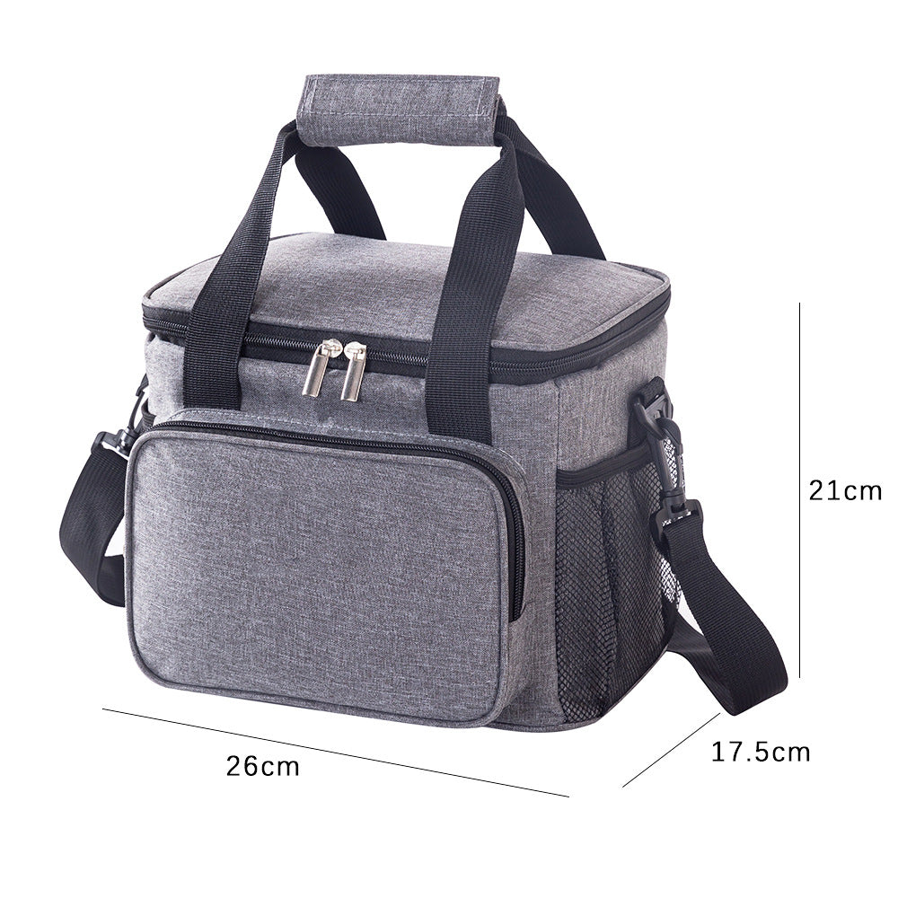 Grey compact 10 litre insulated lunch bag with shoulder strap