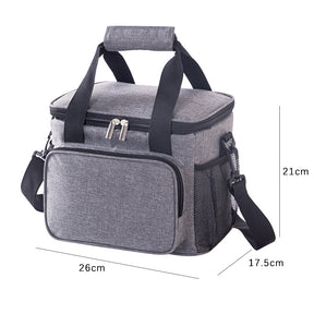 Grey compact 10 litre insulated lunch bag with shoulder strap