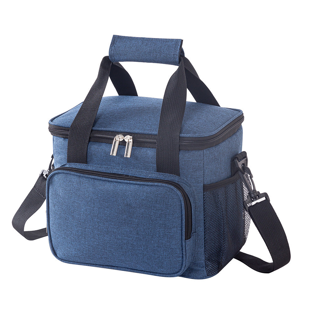 Navy blue compact 10 litre insulated lunch bag with shoulder strap