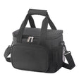 Black compact 10 litre insulated lunch bag with shoulder strap