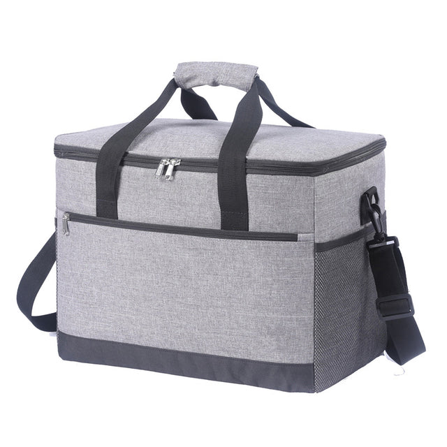 Grey 30 litre Oxford cloth insulated cooler bag with shoulder strap