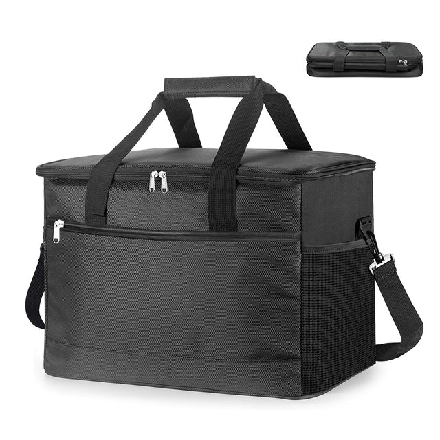 Black 30 litre Oxford cloth insulated cooler bag with shoulder strap