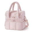 Lascaux quilted puffer insulated lunch bag in pink with carry handle