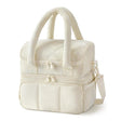 Lascaux quilted puffer insulated lunch bag in beige with carry handle