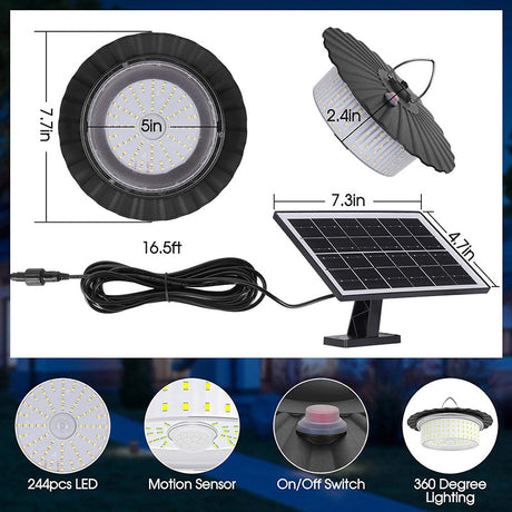244 LED Solar Motion Sensor Pendant Light IP65 Waterproof Barn and Patio — Allure Home Collections