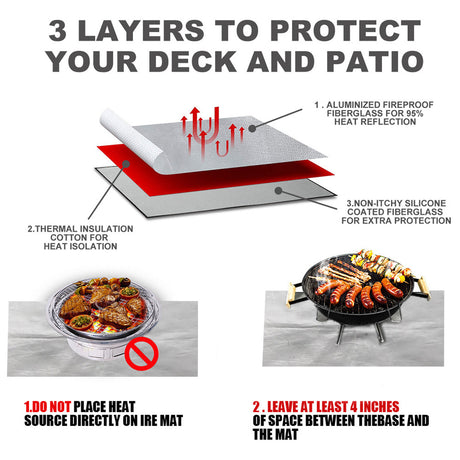 Square fire pit mat and grill pad, 80 x 60cm