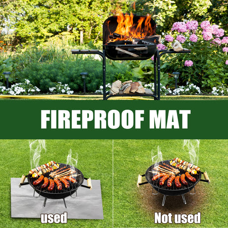 Square fire pit mat and grill pad, 80 x 60cm