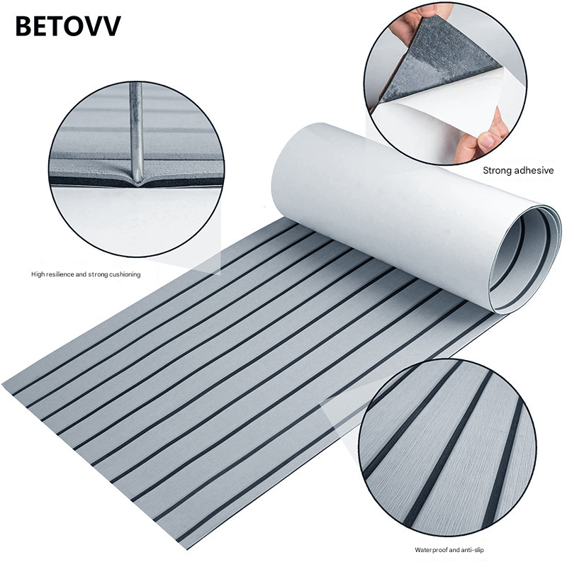 Non slip EVA foam marine decking sheet in grey with black stripes