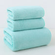 Six piece light green coral fleece towel set with two bath towels and four face towels