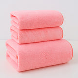 Pink coral fleece towel set with 2 bath towels and 4 face towels