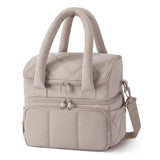 Montignac double layer quilted insulated lunch bag in camel with shoulder strap