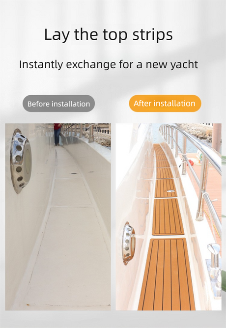 EVA Faux Teak Marine Decking Strip, light brown and black, texture detail