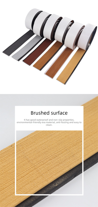 EVA Faux Teak Marine Decking Strip, light brown and black, adhesive backing