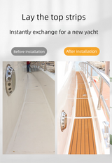 EVA Faux Teak Marine Decking Strip, dark grey and black, texture detail