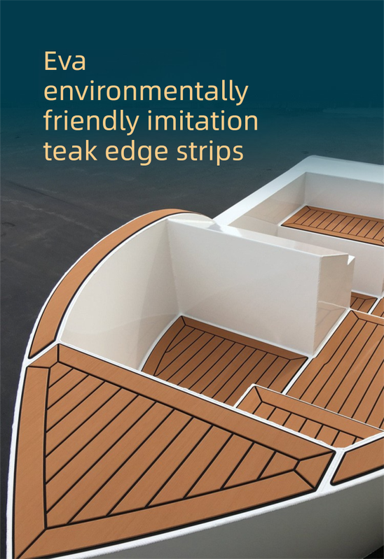 EVA Faux Teak Marine Decking Strip, light brown and white, installed on deck