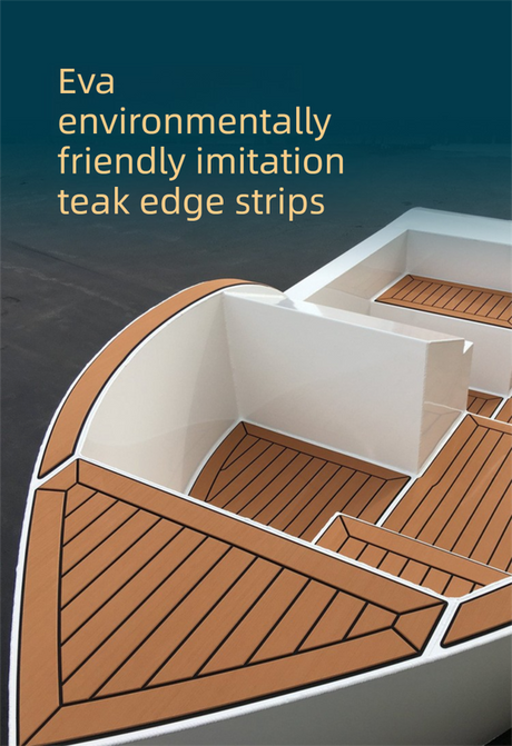 EVA Faux Teak Marine Decking Strip, light brown and white, installed on deck