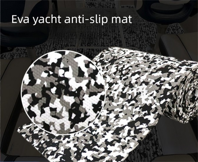 Camouflage Marine Decking Mat, Black and White 250x26cm