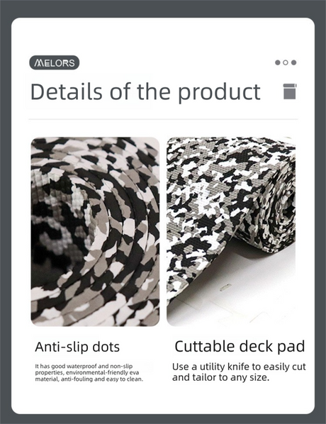 Camouflage Marine Decking Mat, Black and White 250x26cm