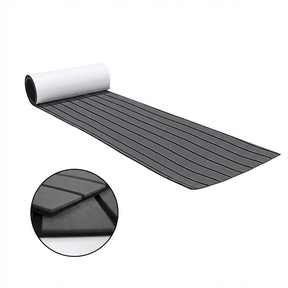 EVA faux teak marine decking mat in dark grey with black lines