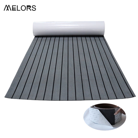 Faux Teak Marine Decking Mat, Dark Grey 240x45cm