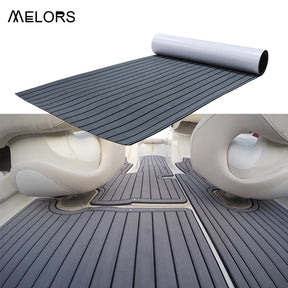 Faux Teak Marine Decking Mat, Dark Grey 120x30cm