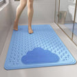 Blue bath tub mat with raised massage points, 86.5 x 53 cm, laid flat