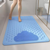 Blue bath tub mat with raised massage points, 86.5 x 53 cm, laid flat